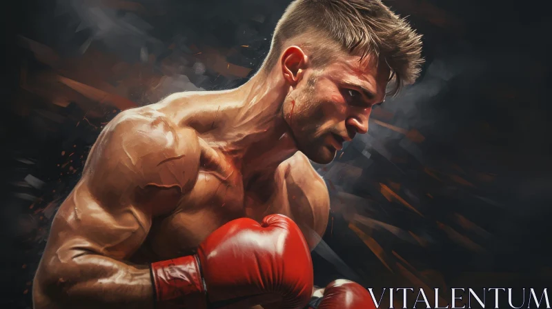 Professional Boxer in Red Gloves - Determined Fighter AI Image