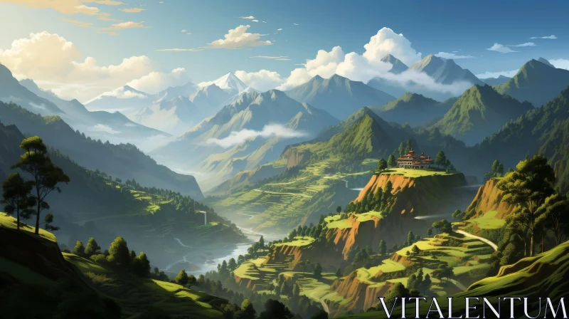 Tranquil Himalayan Valley Landscape AI Image