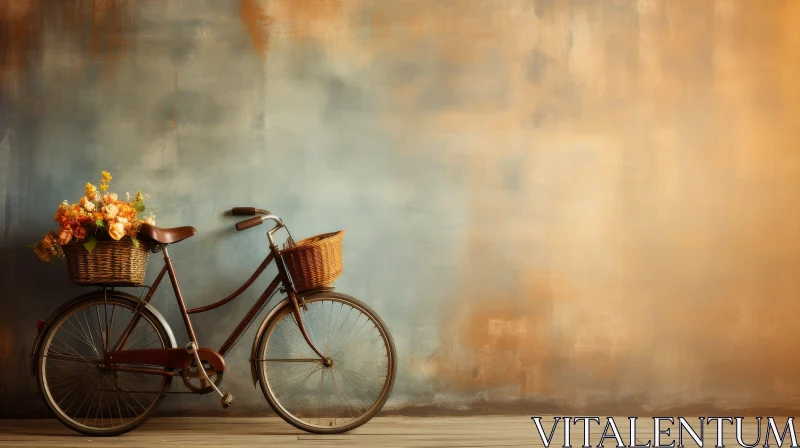 Vintage Bicycle with Flowers - Charming Vintage Scene AI Image