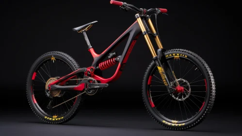Black and Red Mountain Bike with Carbon Fiber Frame