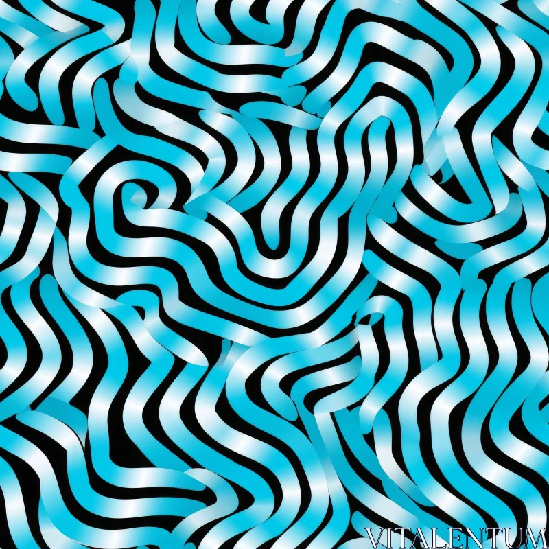 Blue and White Waves Seamless Pattern - Movement and Energy Design AI Image