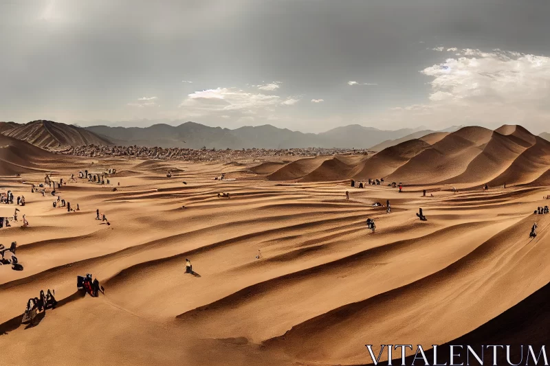 Captivating Sand Desert in Saudi Arabia with People Walking - Inspiring Landscape AI Image