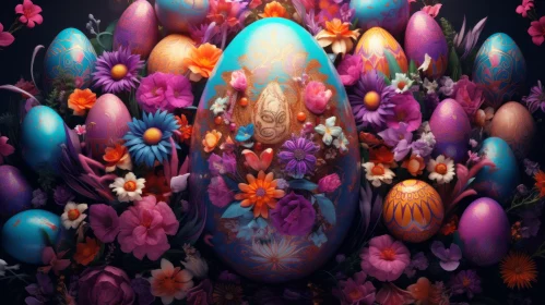 Colorful Easter Egg Amidst a Floral Wonderland