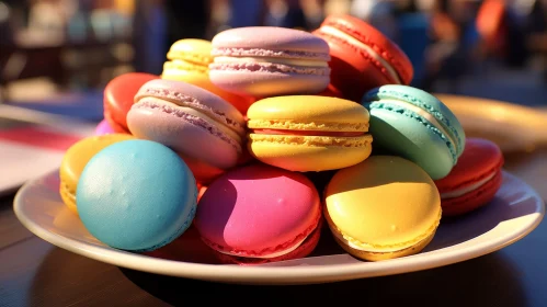 Colorful Macarons on Plate