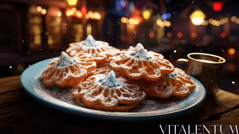 Delicious Snowflake Cookies on Wooden Table AI Image