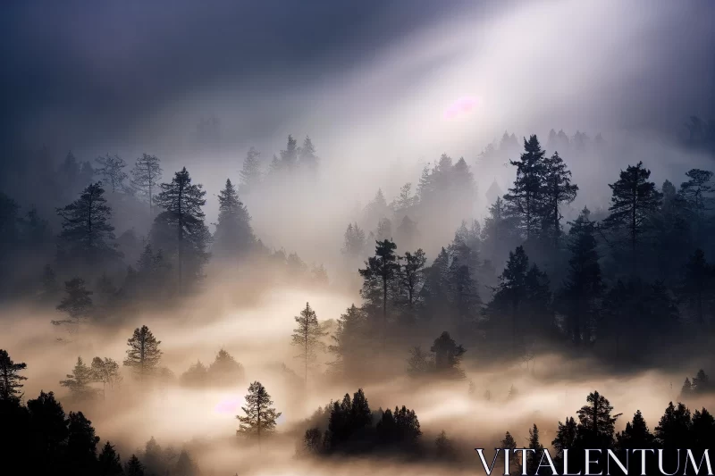 Enchanting Foggy Forest: Captivating Nature Photography AI Image