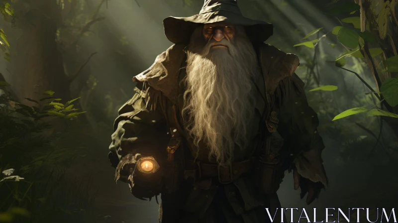 Enchanting Wizard in Forest - Fantasy Art AI Image