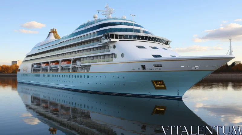 Luxurious Cruise Ship 'Hiravis' at Pier in Calm Sea AI Image