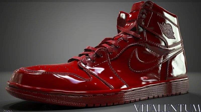 AI ART Red High-Top Sneaker | Photorealistic 3D Rendering