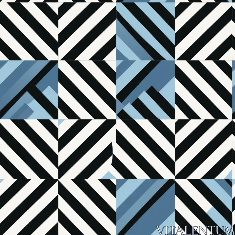 Seamless Geometric Pattern with White and Blue Squares AI Image