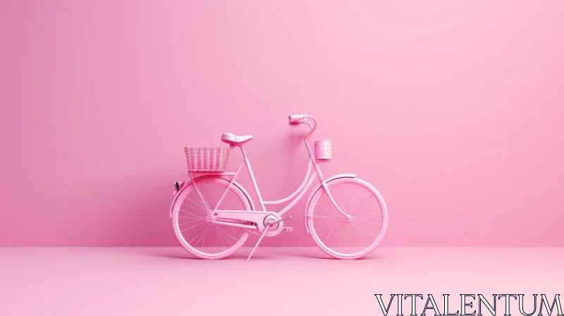 AI ART Vintage Style Pink Bicycle 3D Rendering