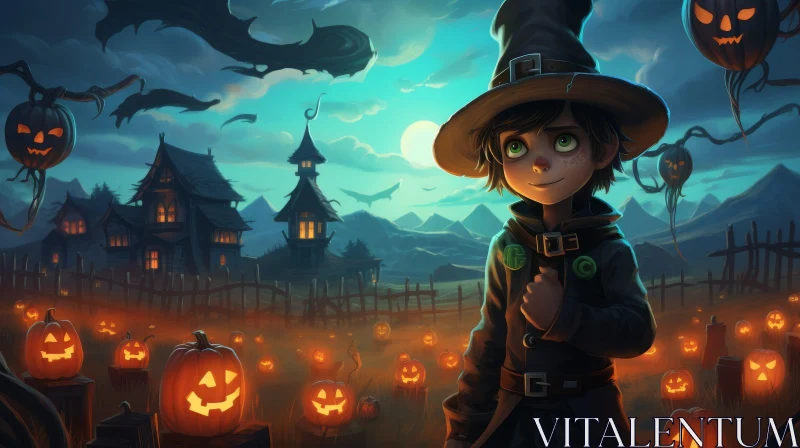Wizard Boy and Haunted House Artwork AI Image