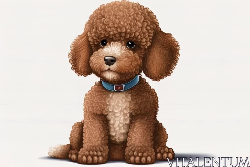 Adorable Poodle Illustration: Realistic and Hyper-Detailed Rendering AI Image