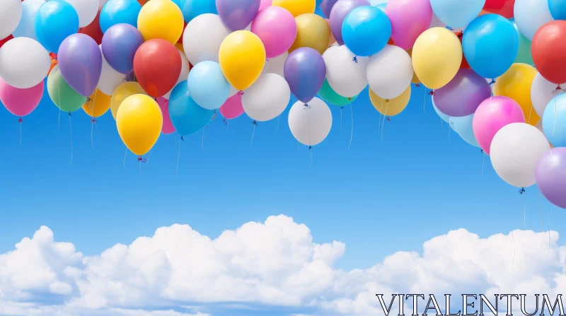 AI ART Colorful Balloons in Bright Blue Sky