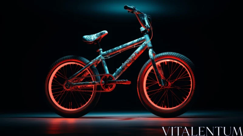 Dynamic BMX Bike 3D Rendering in Blue and Red AI Image