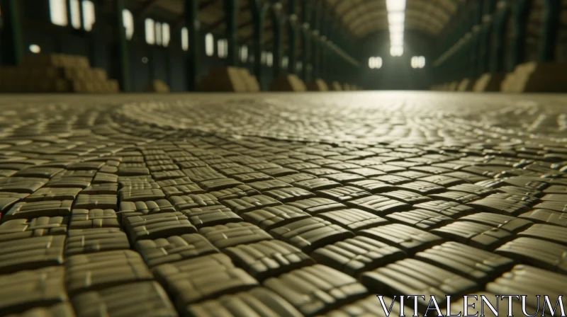 Industrial Warehouse with Cobblestone Floor and Brick Walls AI Image