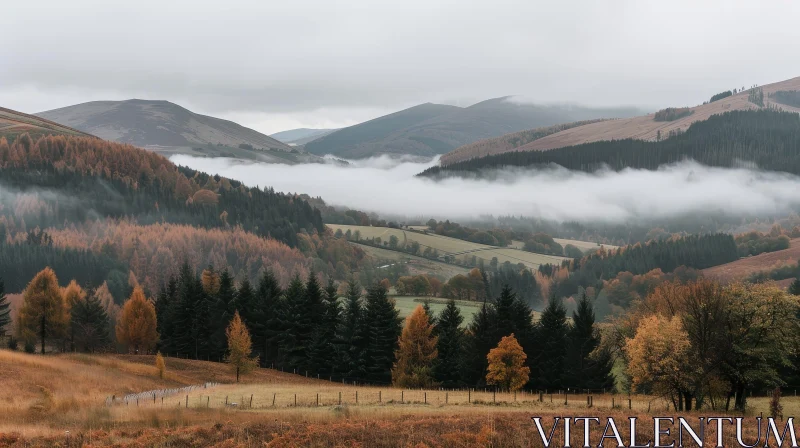 Peaceful Scottish Highlands Valley Landscape AI Image
