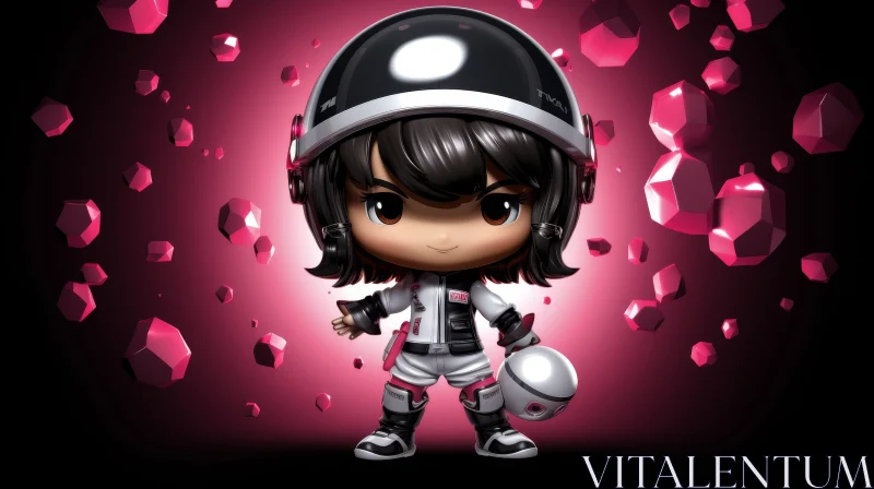 Chibi Character in Black and White Spacesuit AI Image