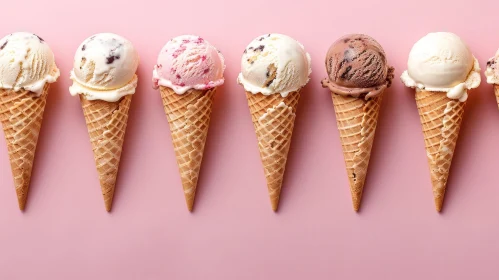 Delicious Melting Ice Cream Cones on Pink Background