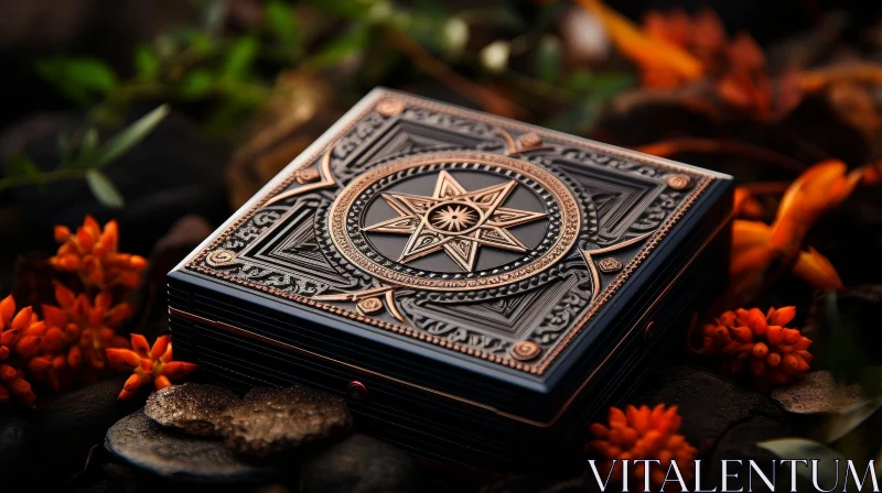AI ART Enigmatic 3D Rendering: Black Copper Box with Star on Lid