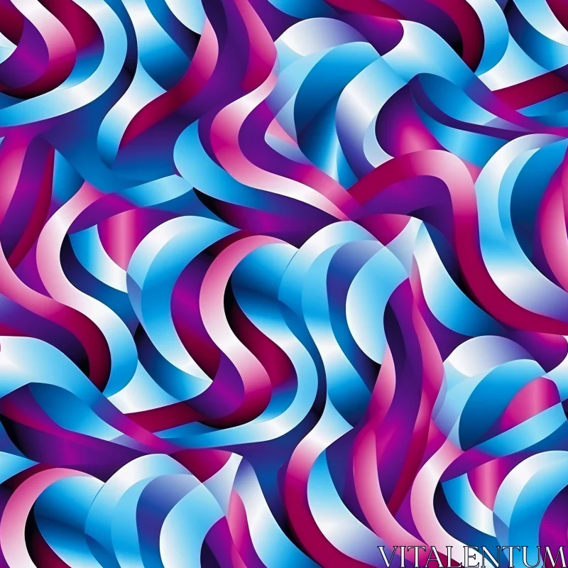 Fluid Blue Purple Pink Wave Pattern AI Image