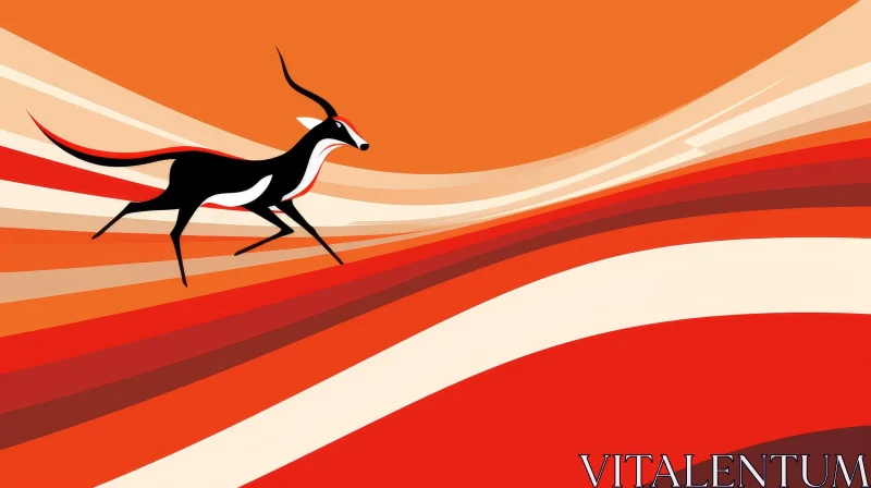 Minimalist Antelope Vector Illustration AI Image