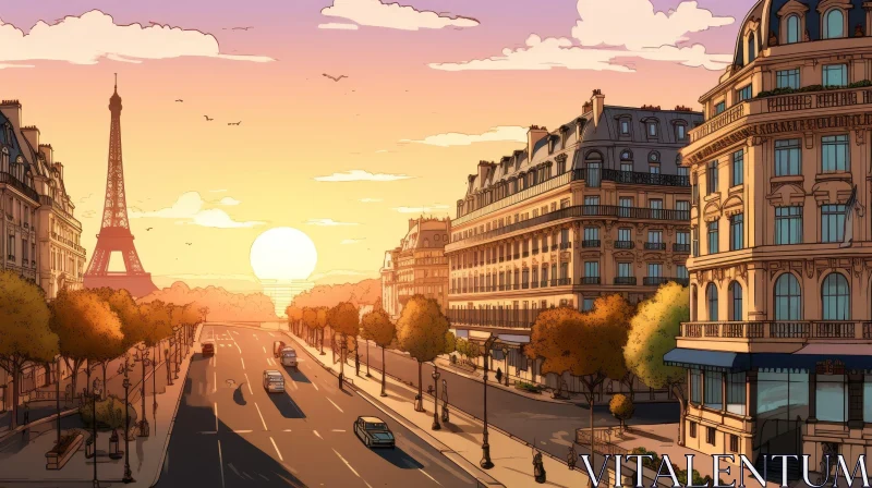 Paris, France Streetscape with Eiffel Tower | Charming Urban Scene AI Image