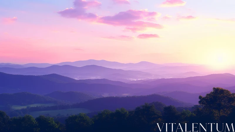 Serenity at Sunset: Captivating Mountain Landscape AI Image
