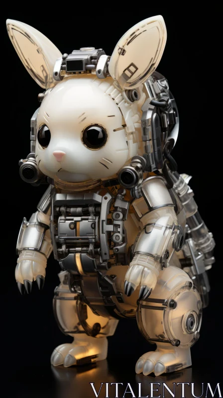 Techno Rabbit: A 3D Metallic Toy Sculpture AI Image