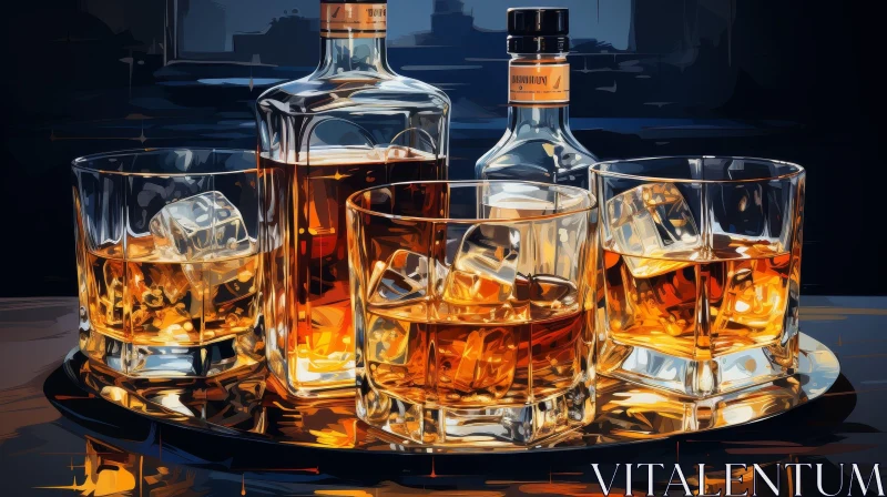 AI ART Whiskey Still Life Composition on Table