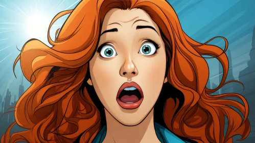 Young Woman Cartoon Drawing - Expression of Surprise