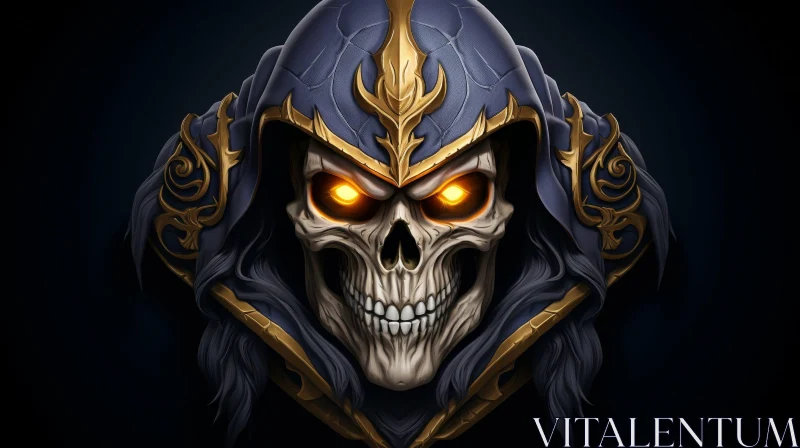 AI ART Dark Fantasy Skull Illustration with Glowing Eyes