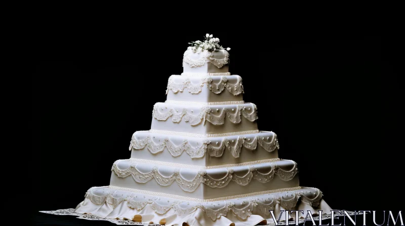 Elegant Five-Tiered Wedding Cake with Floral Arrangement AI Image