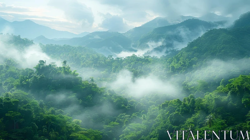 Enchanting Tropical Rainforest Landscape AI Image