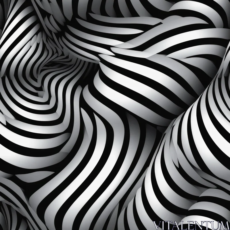 AI ART Modern Black and White Striped Geometric Pattern