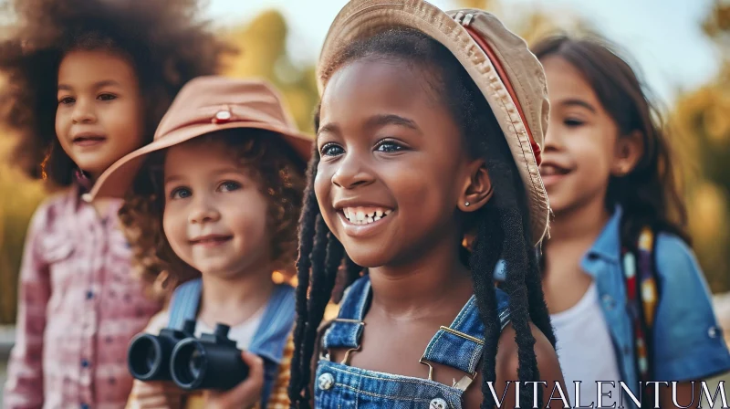 Multiracial Children Exploring Nature AI Image