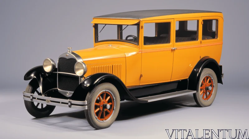 Orange Vintage Vehicle on Silver Background - 1920s Style AI Image
