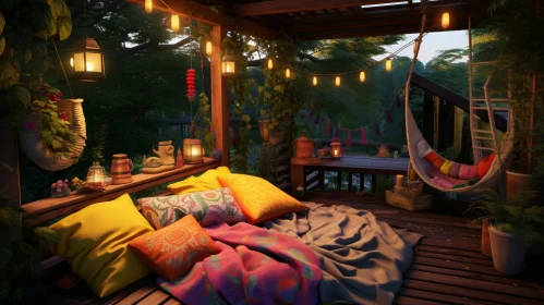 Tranquil Cozy Porch Decor - 3D Rendering