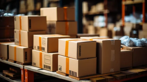 Warehouse Storage - Cardboard Boxes on Wooden Pallet