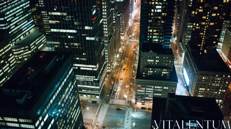 AI ART Aerial Night View of Manhattan Cityscape