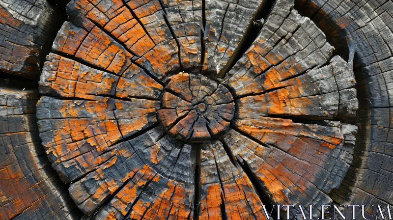 Aged Tree Trunk Close-Up | Weathered Texture and Rings AI Image