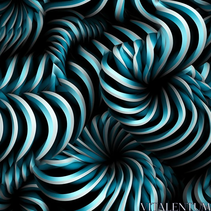 Blue and White Twisted Shapes - Abstract 3D Rendering AI Image