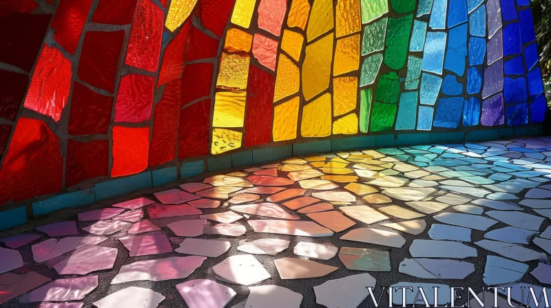 AI ART Colorful Mosaic Wall and Floor: Abstract Art