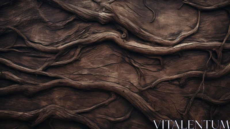 AI ART Dark Brown Tree Roots Wooden Background