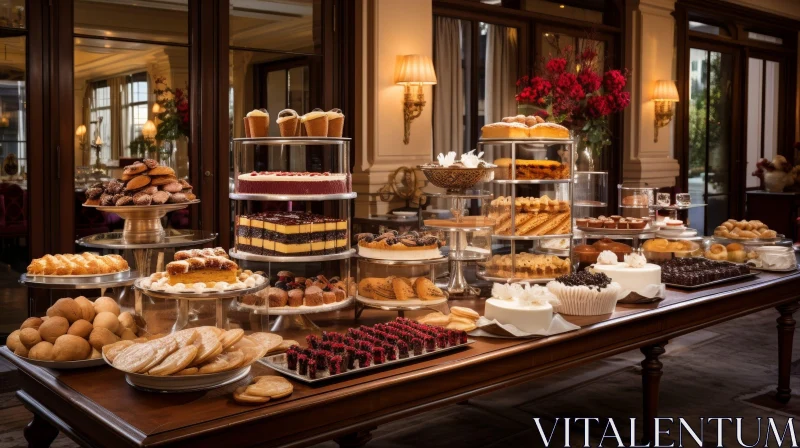 Decadent Desserts Display | Elegant Table Setting AI Image