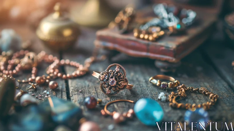 Elegant Vintage Jewelry and Beads Collection AI Image