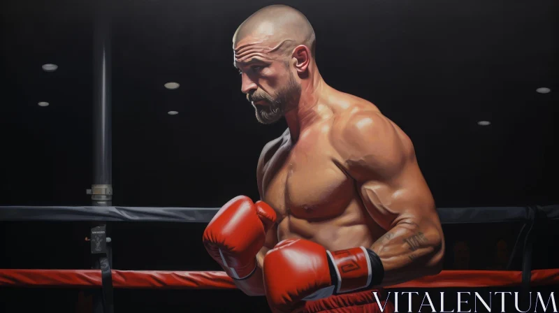 AI ART Intense Boxing Ring Fighter Painting