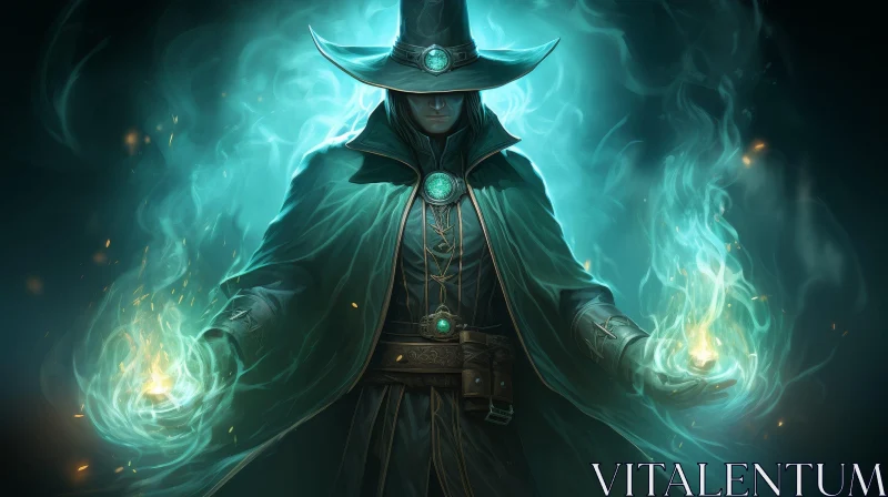 Male Wizard Dark Fantasy Illustration AI Image