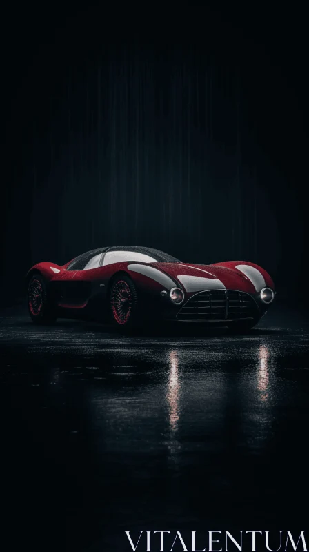 Red and Black Cool Car in the Dark | Photorealistic Surrealism AI Image