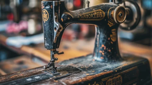 Vintage Sewing Machine - Poor Condition - Black Color